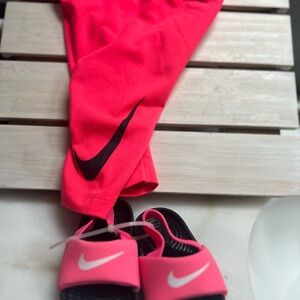 Nike 3-6 month set: shoes and leggings hot pink